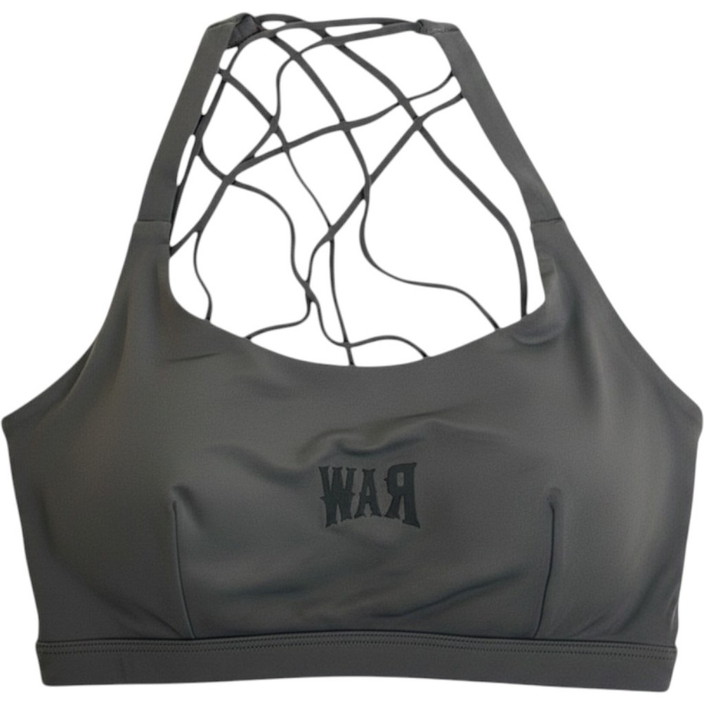 RAWGEAR Womens Medium Grey Strappy Back Sports Bra Workout Fitness Size S